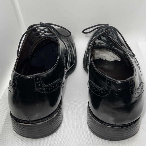 Johnston & Murphy black leather lace up wingtip square front shoes 8 1/2 - Picture 3 of 7
